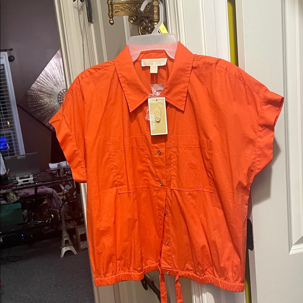 Michael Kors Vibrant Orange Button-Down Shirt